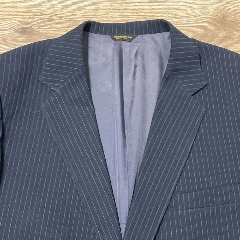 VINTAGE Levi Men’s Black Pinstripe Jacket Blazer Action Suit Size 46R (A17)